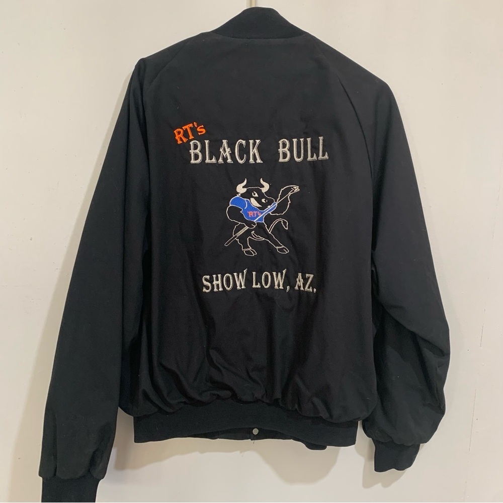 Vintage 80s 90s Bomber Jacket Black RT’s Black Bull Show Low Arizona Size XL